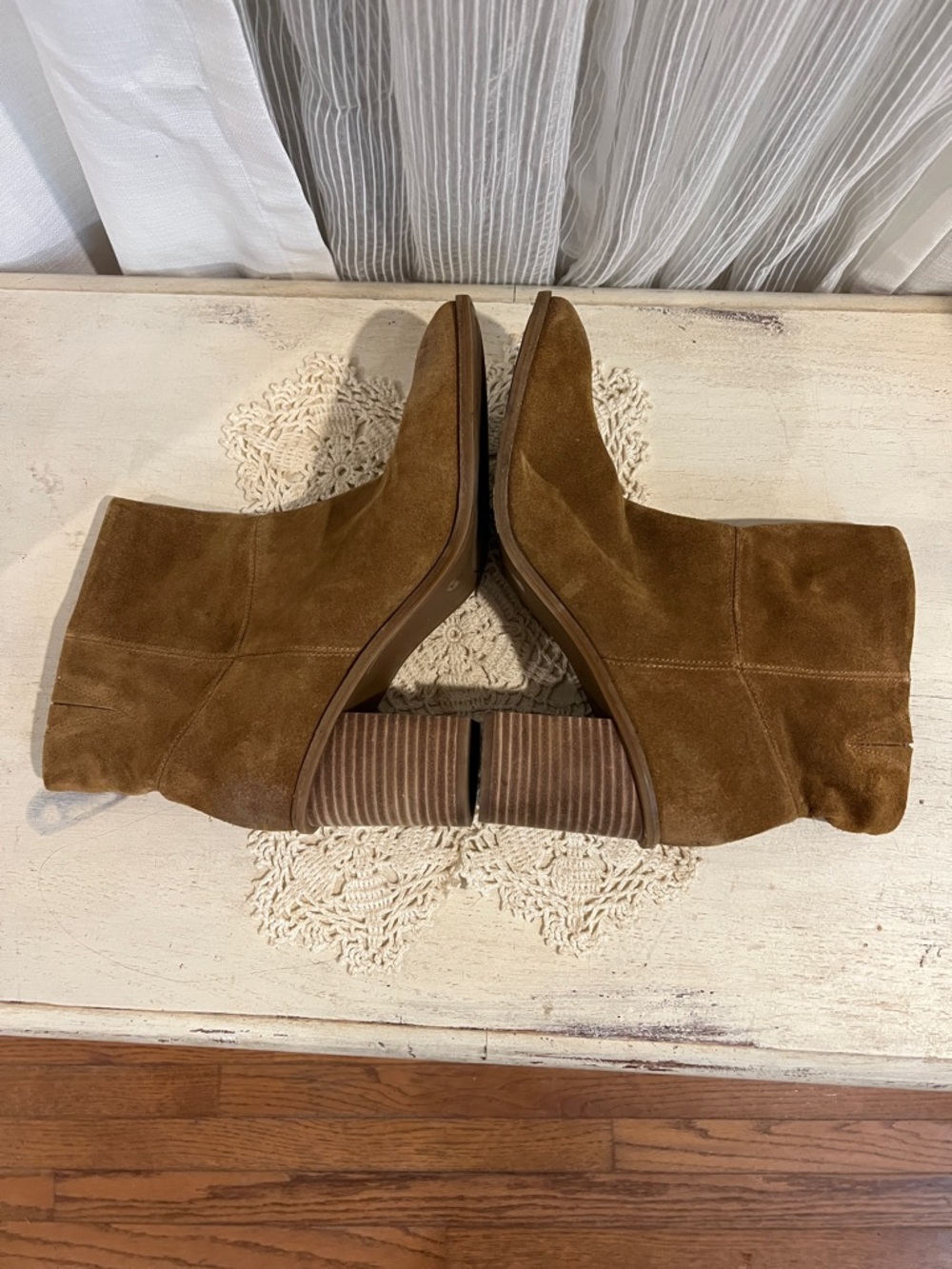 Lucky Brand Brown Suede Ankle Boots Block Heel Size 10M - Picture 8 of 11